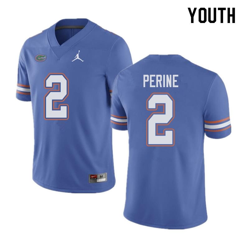 Youth NCAA Florida Gators Lamical Perine #2 Stitched Authentic Jordan Brand Blue College Football Jersey CNM5765DR